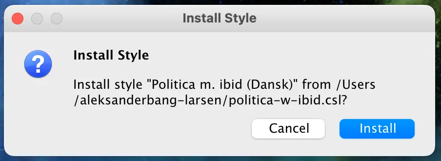 Sådan skal det se ud, når du prøver at installere output